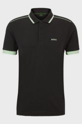 Koszulka Polo męska BOSS Paddy 1 Charcoal regular fit czarna (50512995-016). Szare koszulki polo męskie Boss, m, bez wzorów, sportowe, bez ramiączek. Za 279.00 zł.