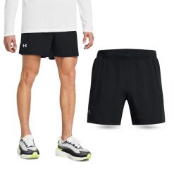 Spodenki fitness męskie UNDER ARMOUR Launch 5" Shorts Szorty. Czarne krótkie spodenki sportowe męskie Under Armour, m, bez wzorów, na fitness i siłownię. Za 99.99 zł.