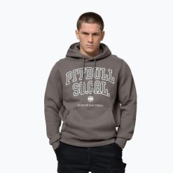 Bluza męska Pitbull So Cal Hooded. Szare bluzy sportowe męskie PITBULL, m, bez wzorów, z bawełny, bez kaptura, na fitness i siłownię. Za 179.99 zł.