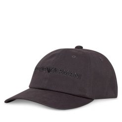 Czapka z daszkiem Emporio Armani. Czarne czapki i kapelusze damskie Emporio Armani, bez wzorów. Za 289.99 zł.