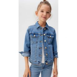 Mango Kids - Kurtka dziecięca Allegra 110-164 cm. Niebieskie kurtki i płaszcze dla dziewczynek Mango Kids, bez wzorów, z bawełny, krótkie, bez kaptura. Za 99.90 zł.