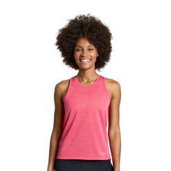Koszulka do biegania damska Saucony Stopwatch Singlet. Czerwone koszulki sportowe damskie Saucony, m, bez wzorów, bez kołnierzyka, bez ramiączek, do biegania. Za 89.99 zł.