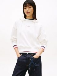Tommy Jeans sweter z kapturem Kobiety Bawełna biały, M. Białe swetry damskie Tommy Jeans, m, bez wzorów, z bawełny, bez kołnierzyka, bez ramiączek, z kapturem. Za 279.95 zł.