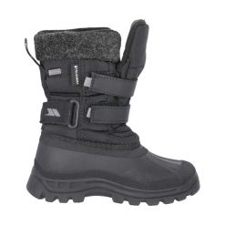 Śniegowce Dziecięce Strachan II. Czarne buty zimowe chłopięce Trespass, bez wzorów, bez zapięcia. Za 141.99 zł.