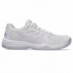 Damskie buty do badmintona Asics Upcourt 5. Białe obuwie sportowe damskie Asics, bez wzorów. Za 337.50 zł.