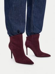 GINO ROSSI Botki EO-003X-3L401-S Bordowy. Czerwone botki damskie Gino Rossi, ze skóry, bez obcasa, na szpilce, bez zapięcia. Za 379.99 zł.