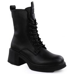 Skórzane botki damskie na klocku czarne Vinceza 66671. Czarne botki damskie VINCEZA, ze skóry, bez obcasa, bez zapięcia. Za 259.99 zł.
