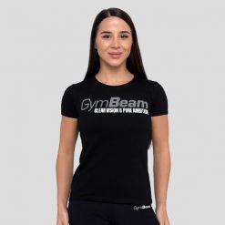 Koszulka damska fitness slim czarna Pure Ambition. Czarne koszulki sportowe damskie GYMBEAM, l, bez wzorów, z bawełny, bez kołnierzyka, bez ramiączek, na fitness i siłownię. Za 55.90 zł.