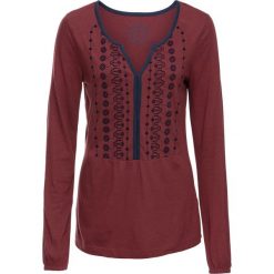 Tunika shirtowa z nadrukiem, długi rękaw bonprix czerwony kasztanowy. Czerwone tuniki damskie bonprix, z nadrukiem, z długim rękawem. Za 54.99 zł.