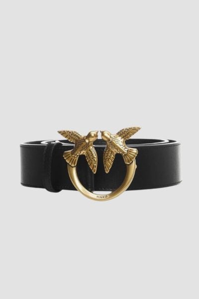 PINKO Czarny pasek damski Love Berry H3 Belt, Rozmiar XS. Czarne paski damskie Pinko, bez wzorów. W wyprzedaży za 429.99 zł.