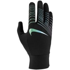 Lekkie Rękawice Zimowe DriFIT Dla Kobiet. Czarne rękawiczki damskie Nike, na zimę, bez wzorów, sportowe. Za 242.99 zł.