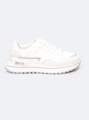 Sneakersy damskie białe RR274A213 101. Białe obuwie sportowe damskie Big Star, bez wzorów, ze skóry ekologicznej, trekkingowe. W wyprzedaży za 159.99 zł.