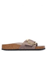Birkenstock Klapki Madrid Big Buckle 1032935 Beżowy. Brązowe klapki damskie Birkenstock, bez wzorów, ze skóry, bez obcasa. Za 444.99 zł.