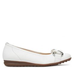 Baleriny Gabor. Białe baleriny damskie Gabor, bez wzorów, bez obcasa. Za 389.99 zł.