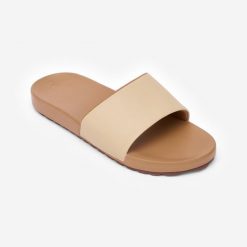 Klapki damskie Decathlon 550 Petal. Brązowe klapki damskie Decathlon, bez wzorów, z poliesteru. Za 79.99 zł.