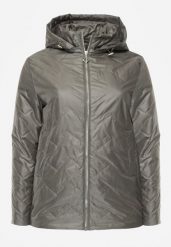 Zielona Pikowana Kurtka Przejściowa o Prostym Kroju z Kapturem Vimoris. Zielone kurtki damskie Born2be, l, bez wzorów, z jeansu, z kapturem. Za 149.99 zł.