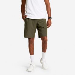 Spodenki fitness cardio męskie Domyos. Brązowe krótkie spodenki sportowe męskie DOMYOS, m, bez wzorów, z materiału, do biegania. Za 79.99 zł.