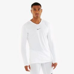 Koszulka Termoaktywna męska Nike Dry Park First Layer. Białe koszulki sportowe męskie Nike, m, bez wzorów, bez kołnierzyka, bez ramiączek, do piłki nożnej. Za 109.99 zł.