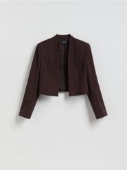 Krótka marynarka - brązowy. Brązowe żakiety damskie Reserved, l, bez wzorów, z tkaniny. Za 169.99 zł.