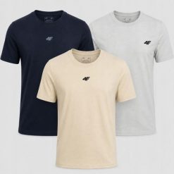 KOMPLET KOSZULEK ZESTAW MĘSKI 4F T-SHIRT 3PAK. T-shirty męskie 4f, m, bez wzorów, z bawełny, sportowe, bez kołnierzyka. Za 181.98 zł.