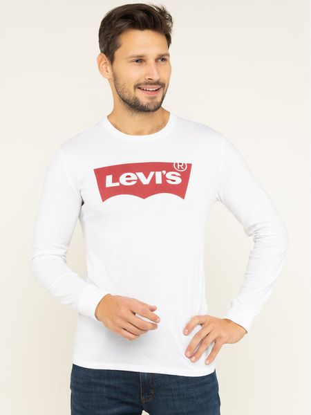 Levi's® Longsleeve Graphic Tee 36015-0010 Biały Regular Fit. Białe bluzki z długim rękawem męskie m, bez wzorów, z bawełny, bez kołnierzyka. Za 119.99 zł.