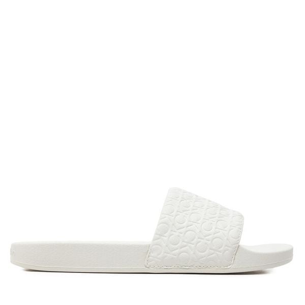 Klapki Calvin Klein. Białe klapki damskie Calvin Klein, bez wzorów, bez obcasa. Za 169.99 zł.