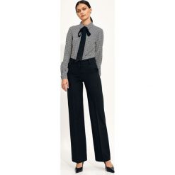 Czarne Spodnie Typu Wide Leg. Czarne spodnie materiałowe damskie Nife, l, bez wzorów, z elastanu, z podwyższonym stanem. Za 207.90 zł.