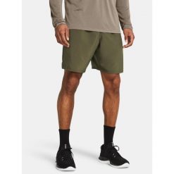 Spodenki Męskie Under Armour Treningowe Sportowe Tech Woven Wordmark. Zielone krótkie spodenki sportowe męskie Under Armour, m, bez wzorów, na fitness i siłownię. W wyprzedaży za 95.37 zł.