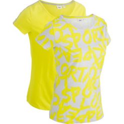 T-shirt bawełniany (2 szt.), krótki rękaw bonprix jasnoszary melanż - zielona limonka. T-shirty damskie marki DOMYOS. Za 32.99 zł.
