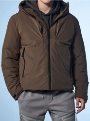 Kurtka softshell z kapturem - brązowy. Brązowe kurtki męskie Sinsay, l, bez wzorów, z softshellu, z kapturem. Za 159.99 zł.