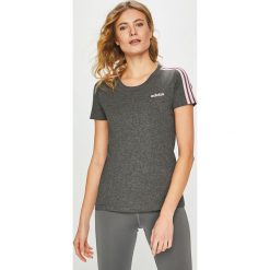 Adidas Performance - Top. Szare topy damskie adidas Performance, z bawełny, z okrągłym kołnierzem, z krótkim rękawem. Za 99.90 zł.