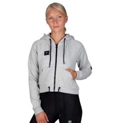 Bluza treningowa damska Morotai Box Full Zip. Szare bluzy damskie MOROTAI, xl, bez wzorów, z bawełny, z kapturem. W wyprzedaży za 145.00 zł.