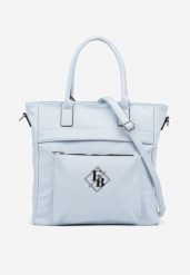 Niebieska Torebka Typu Shopper z Paskiem Crossbody Zdobiona Aplikacją Idaniela. Niebieskie torby na ramię damskie Renee, z aplikacjami, z jeansu, eleganckie, na ramię, zdobione, bez dodatków. Za 109.99 zł.