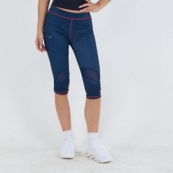 Legging 3/4 do treningu ASYR damskie. Czerwone spodnie sportowe damskie ELPLAYER, bez wzorów, z dżerseju, na fitness i siłownię. W wyprzedaży za 76.50 zł.