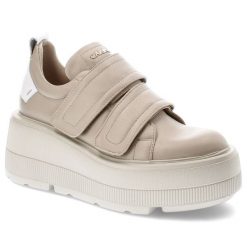 Beżowe Sneakersy Carinii Modne Obuwie Damskie. Brązowe półbuty damskie Carinii, bez wzorów, eleganckie, bez obcasa, bez zapięcia. Za 699.00 zł.