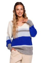Sweter w Paski z Dekoltem V - Model 3. Swetry damskie MOE, l, bez wzorów, z materiału, bez kołnierzyka, bez ramiączek, bez kaptura. Za 218.90 zł.