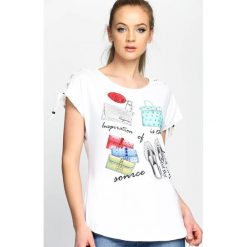 Biały T-shirt Advance Guard. Bluzki damskie marki Born2be. Za 59.99 zł.