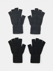 Rękawiczki mitenki z domieszką wiskozy 2 pack - szary. Szare rękawiczki męskie Sinsay, bez wzorów, z wiskozy. Za 9.99 zł.
