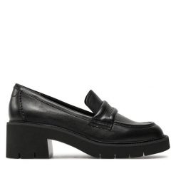 Półbuty Tamaris. Czarne mokasyny damskie Tamaris, bez wzorów, bez obcasa, na obcasie, bez zapięcia. Za 359.99 zł.
