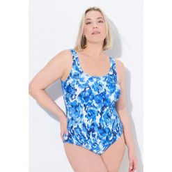 Damskie Strój kąpielowy wzorzysty bez miękkich miseczek okrągły dekolt. Niebieskie kostiumy jednoczęściowe damskie Ulla Popken, plus size, bez wzorów, z elastanu, sportowe, plus size. Za 199.99 zł.