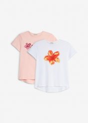 T-shirt z elastycznej mieszanki bawełny organicznej (2 szt.). Białe t-shirty i topy dla dziewczynek bonprix, bez wzorów, z bawełny, bez ramiączek. Za 64.99 zł.