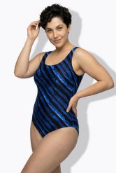 Damskie Kostium kąpielowy wzór pociągnięcia pędzlem bez miękkich miseczek. Czarne kostiumy jednoczęściowe damskie Ulla Popken, plus size, bez wzorów, z elastanu, sportowe, plus size, do pływania. Za 159.99 zł.