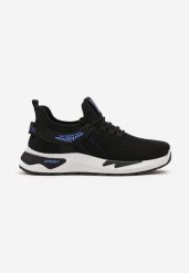 Czarno-Niebieskie Buty Sportowe z Elastyczną Cholewką i Sznurowaniem oraz Tłoczoną Podeszwą Mitina. Czarne buty sportowe męskie Born2be, bez zapięcia. Za 44.99 zł.