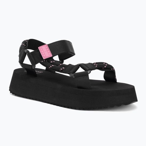 Sandały damskie Tommy Jeans Eva Rope. Czarne sandały damskie Teva, bez wzorów, z jeansu, bez obcasa, bez zapięcia. Za 229.99 zł.