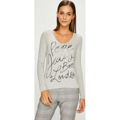 Pepe Jeans - Bluzka. Szare bluzki damskie Pepe Jeans, z nadrukiem, z dzianiny, casualowe. W wyprzedaży za 139.90 zł.