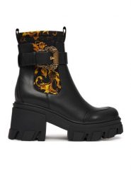 Versace Jeans Couture Botki 79VA3S84 Czarny. Czarne botki damskie Versace Jeans Couture, z jeansu, bez obcasa, na słupku, bez zapięcia. Za 789.99 zł.