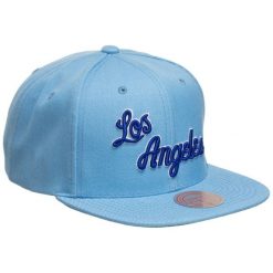 Mitchell & Ness czapka z daszkiem NBA Los Angeles Lakers Team. Niebieskie czapki i kapelusze męskie Mitchell & Ness, bez wzorów, sportowe. Za 159.00 zł.