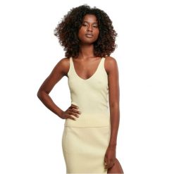 Koszulka damska z prążkowanego materiału Urban Classics GT. Żółte t-shirty damskie Urban Classics, bez wzorów, prążkowane, eleganckie, bez kołnierzyka. Za 181.00 zł.