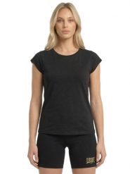 Koszulka damska Active Gold z krótkim rękawem. Białe koszulki sportowe damskie LEONE 1947 APPAREL, xl, bez wzorów, bez kołnierzyka, bez ramiączek, na fitness i siłownię. Za 176.82 zł.