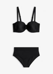 Bikini balkonetka z szybkoschnącego materiału (2 części). Czarne bikini damskie bonprix, bez wzorów. Za 54.99 zł.